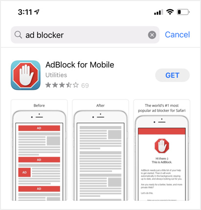 如何使用拦截器阻止iPhone中Safari的广告
