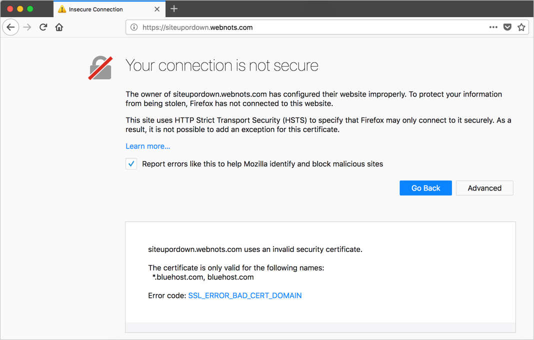Firefox 中的连接不安全消息
