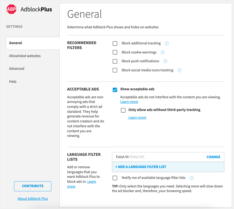 Adblock Plus 设置
