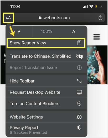 如何在Safari iPhone应用程序中使用阅读器视图