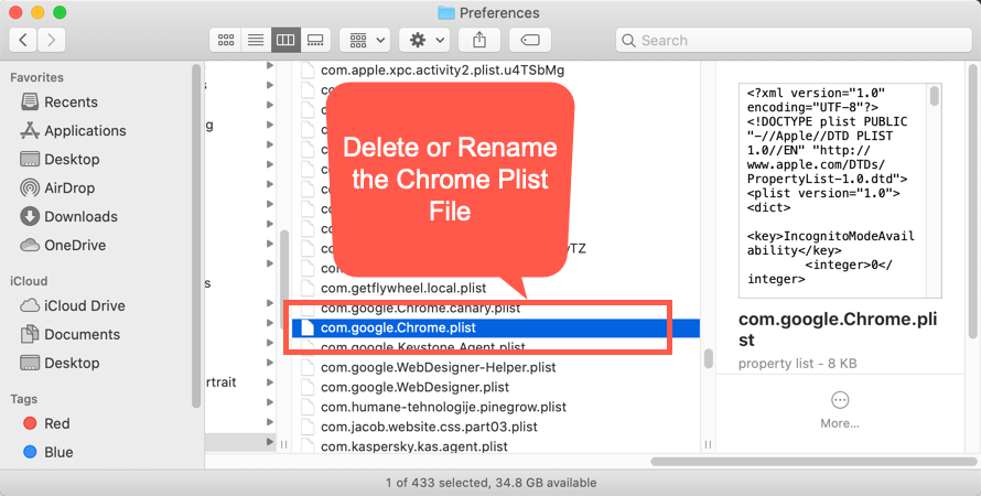 删除 Chrome Plist 文件