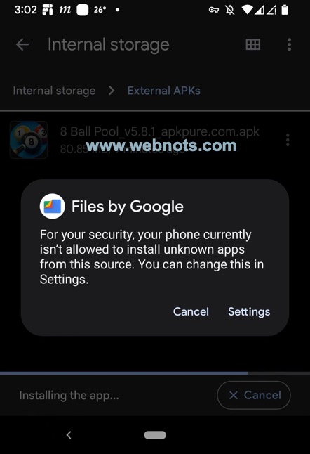 APK 应用安装的 Android 警告消息