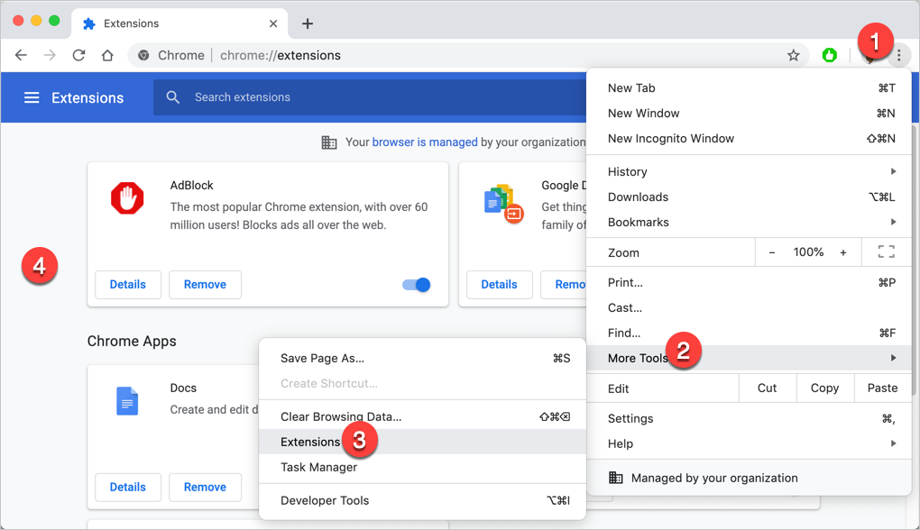 访问 Chrome 扩展程序页面