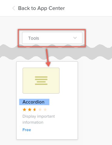 App Center 中的 Weebly Accordion 应用程序