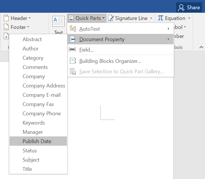 Microsoft Word 中的快速部件