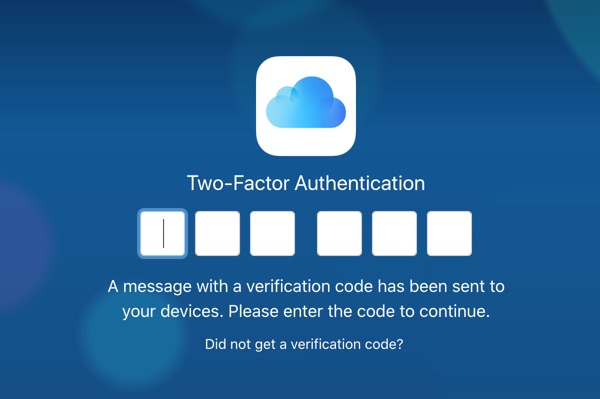 访问 iCloud 网站的两因素身份验证