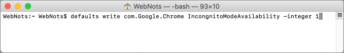 从终端禁用 Chrome 中的隐身模式