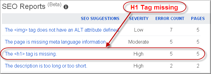 必应网站管理员工具中的 SEO 报告
