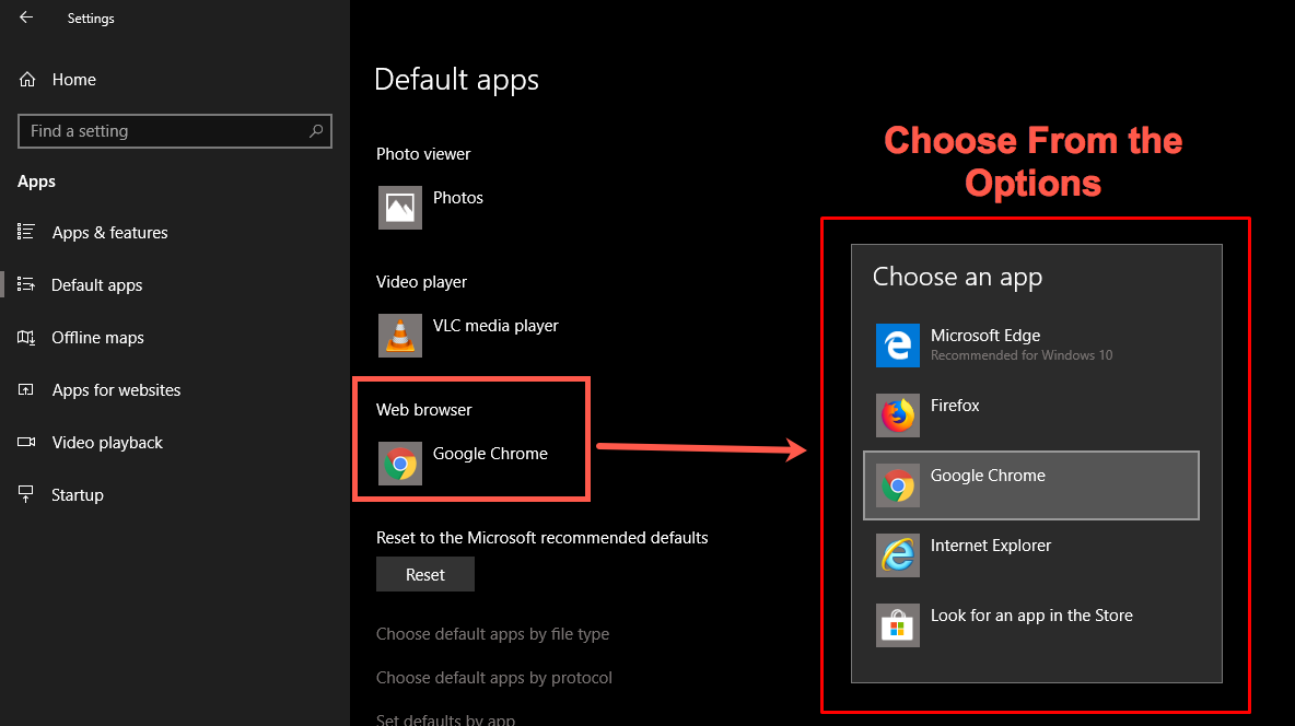 选择 Chrome 作为默认浏览器