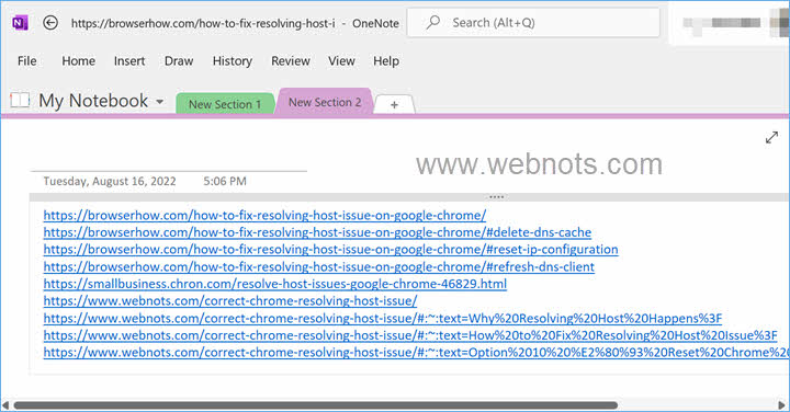 从 OneNote 中的 Linkclump 复制的 URL