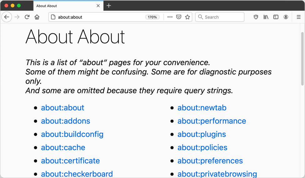 Firefox列表关于页面 Firefox列表关于页面