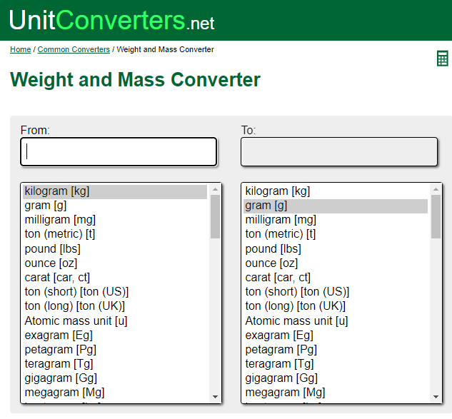 使用UnitConverters.net Web应用程序转换单位