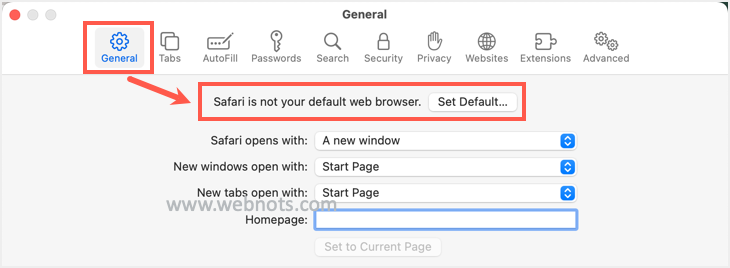 将 Safari 恢复为 Mac 中的默认浏览器