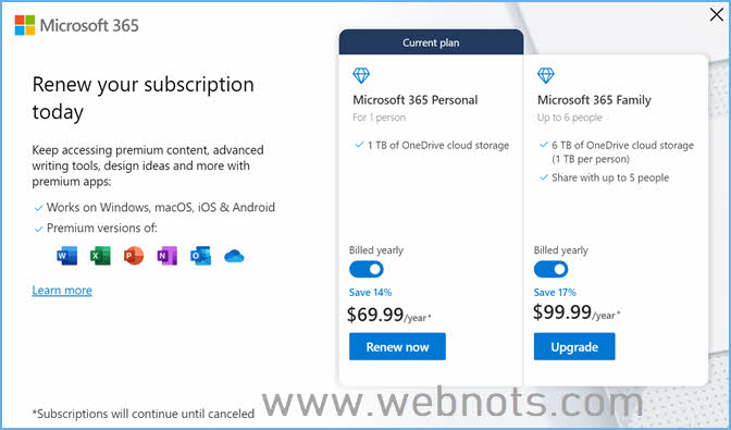 选择购买 Microsoft 365 计划