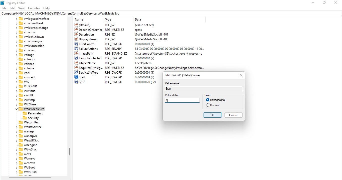 禁用-the-waasmedicagenexe-process-by-changing-the-value-data-field-for-the-process-key-in-registry-editor-app-in-windows