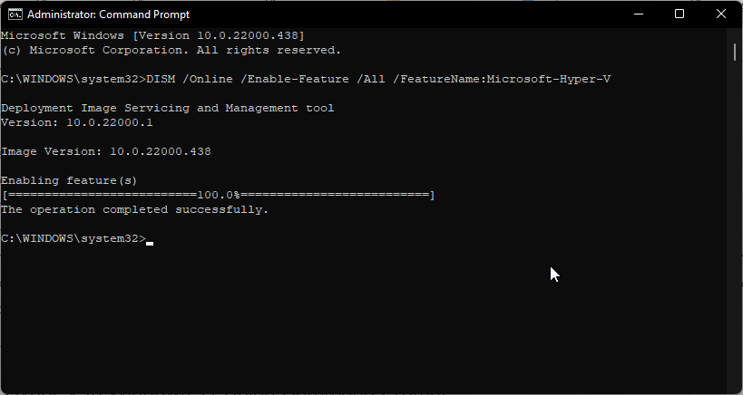 启用 hyper v 命令提示符