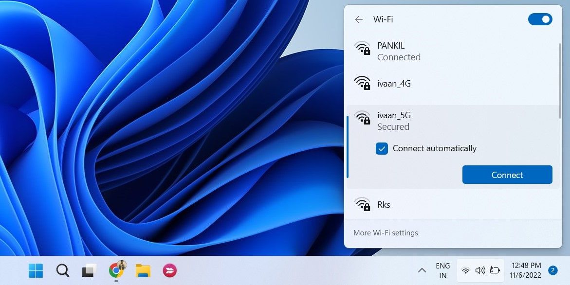 连接到 Wi-Fi 网络 Windows 11