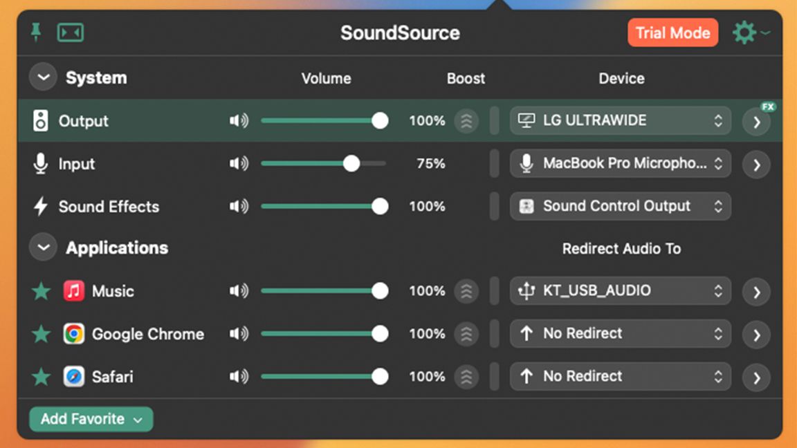 在 macOS 上运行的 SoundSource