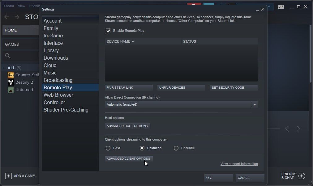 Steam 高级客户端选项