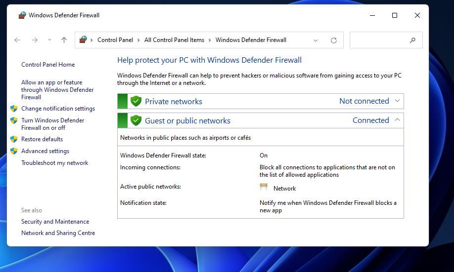 Windows Defender 防火墙小程序