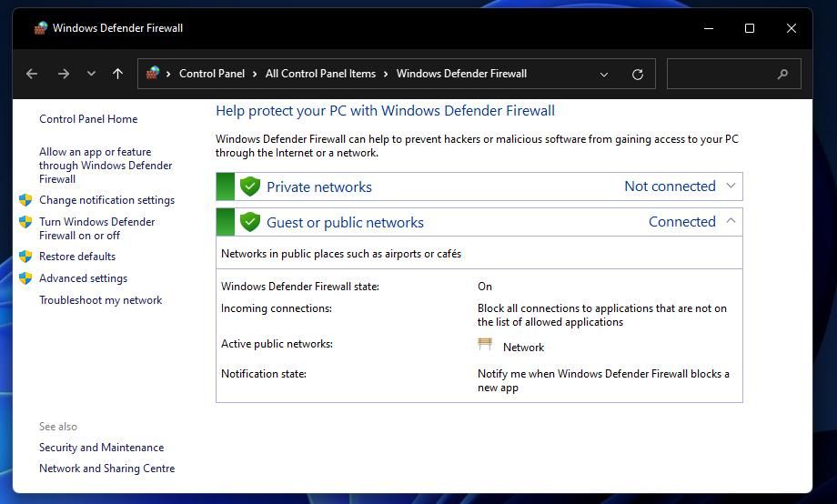 Windows Defender 防火墙小程序