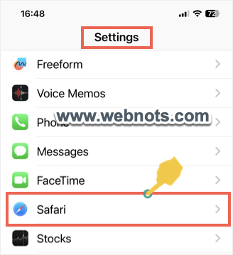 在 iPhone 中打开 Safari 设置