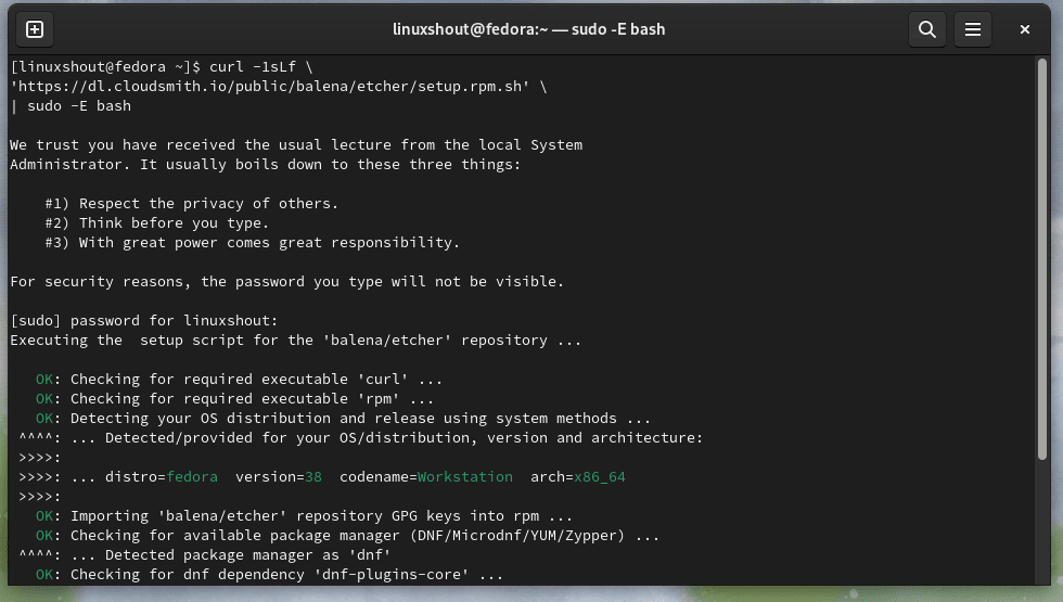 在 Fedora 上添加 balenaetcher 存储库