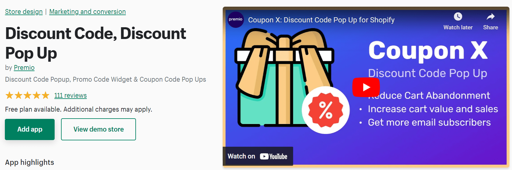 Shopify 折扣弹出应用程序