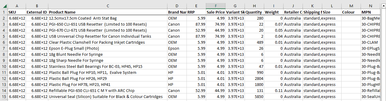 Excel 中的大数据集