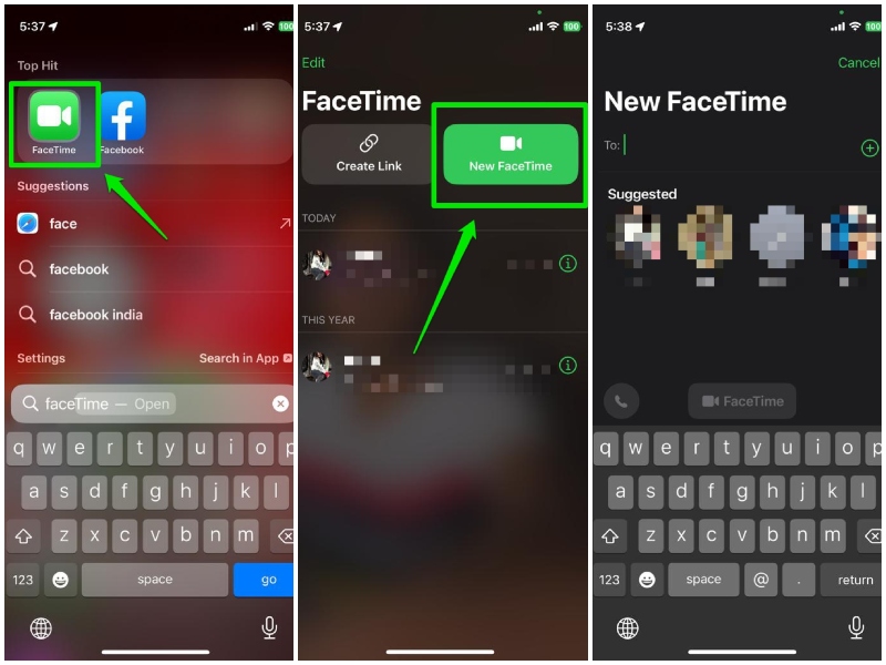 新的 FaceTime 通话