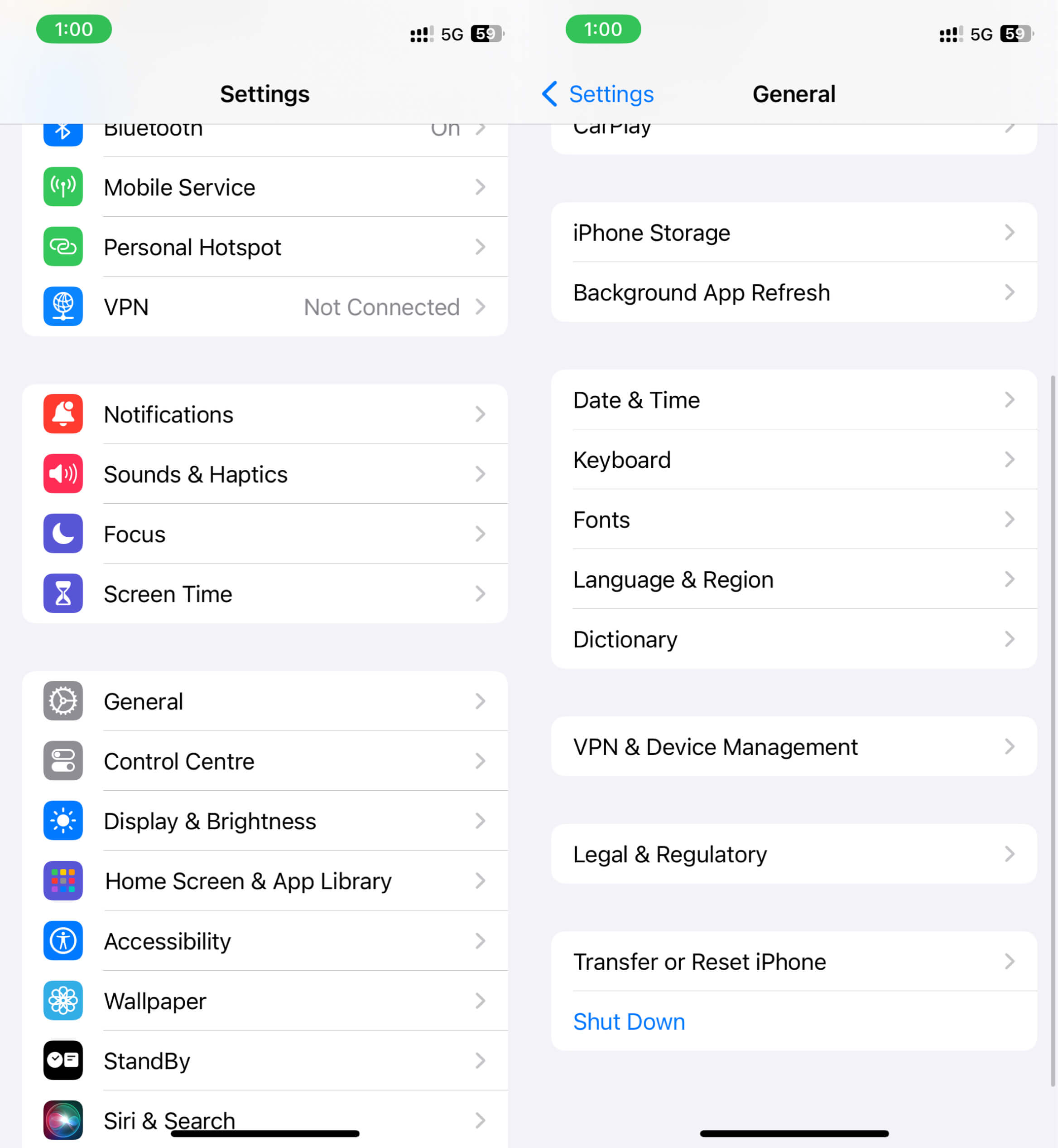 转到常规，然后转移或重置 iPhone 设置