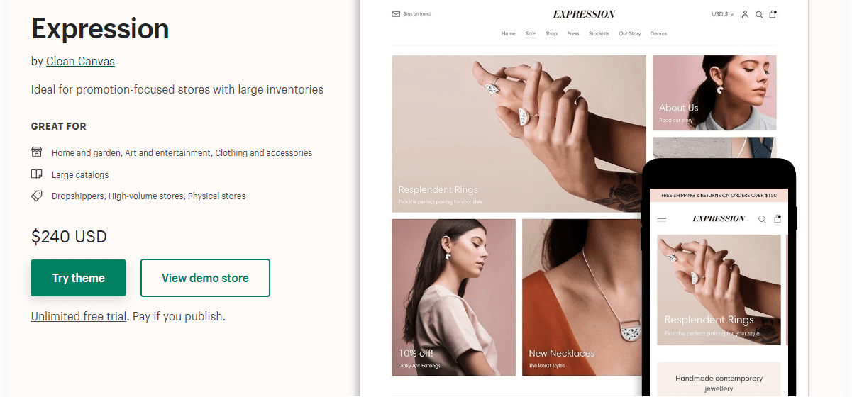 表达式Shopify主题