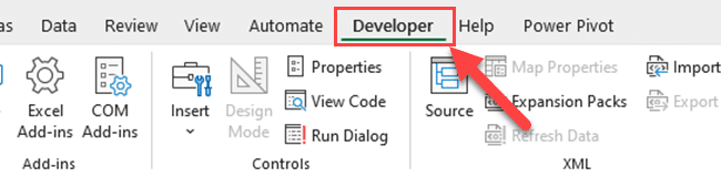 Developer Tab