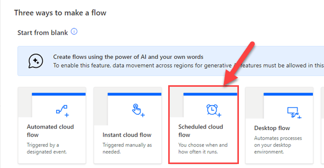 Scheduled cloud flow