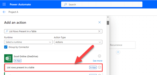 Power Automate - List Rows Present in a Table