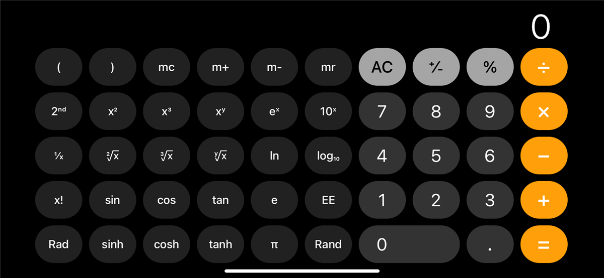 打开 iPhone 的科学计算器