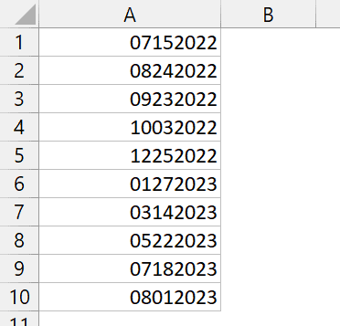 8 位数字格式的日期