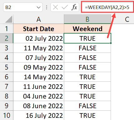 WEEKDAY 公式检查日期