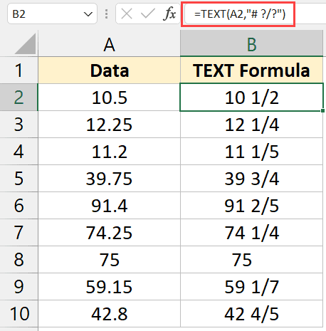 如何在Excel中将数字显示为分数