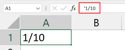 输入撇号将数字转换为分数