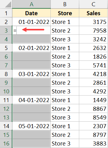 在活动单元格中输入等号