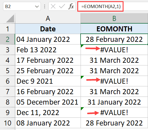 由于日期格式错误导致 VALUE 错误