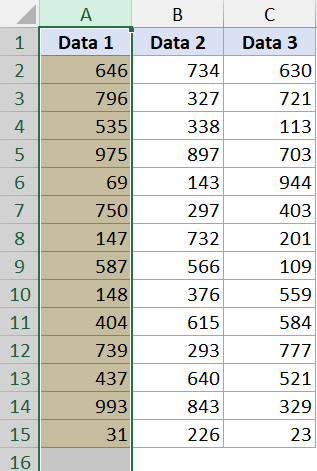 已选择 A 列