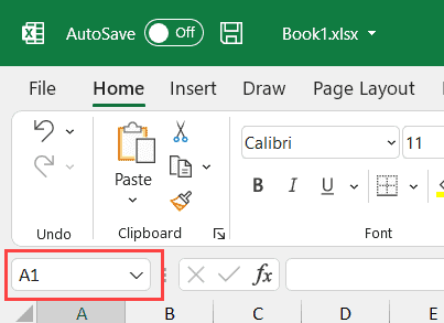 Excel 中的名称框