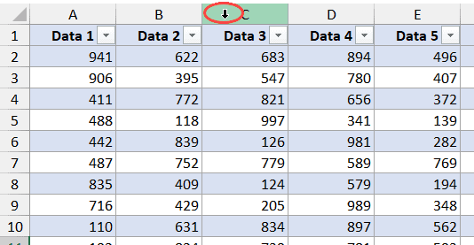 光标选择 Excel 表中的整行