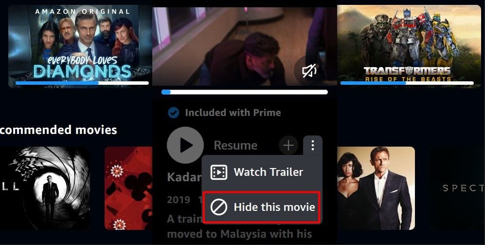 删除在 Prime Video 桌面应用程序上继续观看的内容