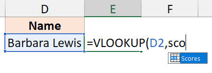 Excel 公式显示与输入的文本匹配的命名范围