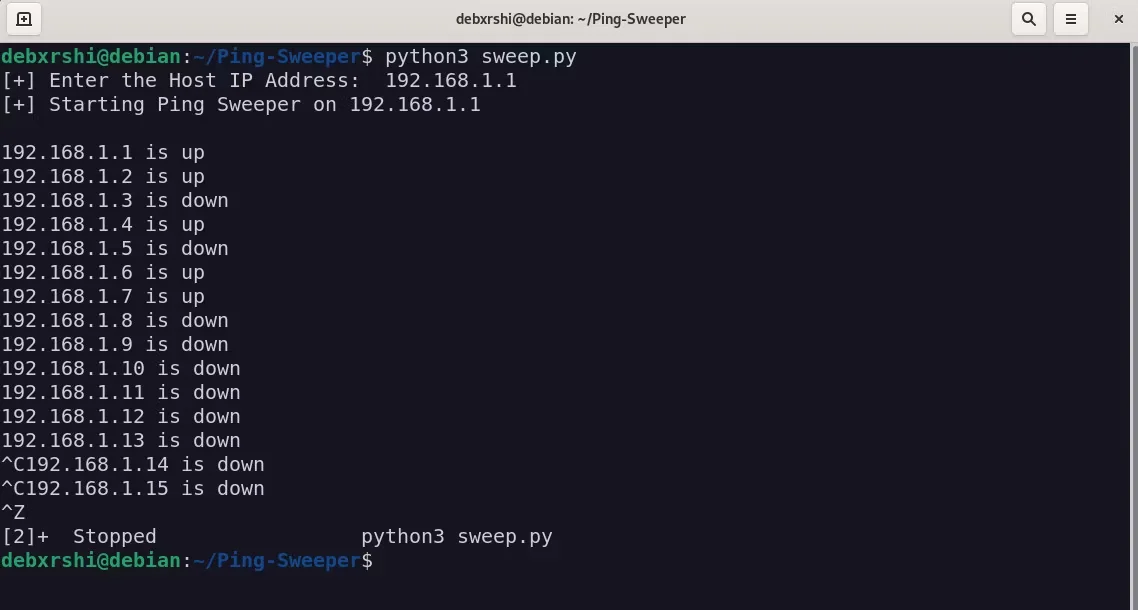 如何在python中构建ping Sweeper