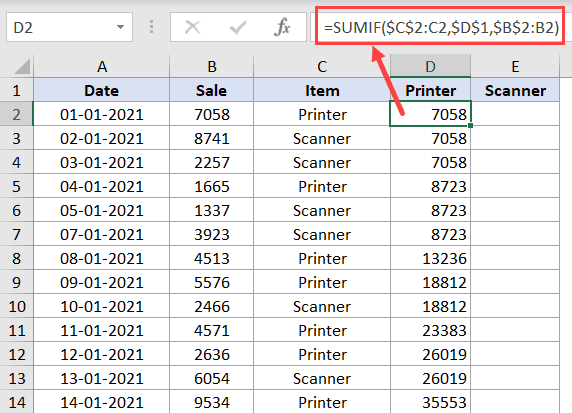 Excel 中计算累计总数的所有不同方法