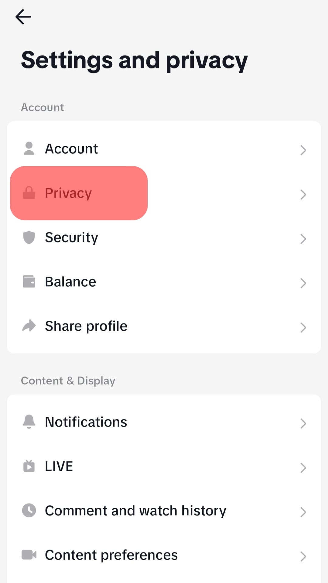 在 Tiktok 上选择隐私